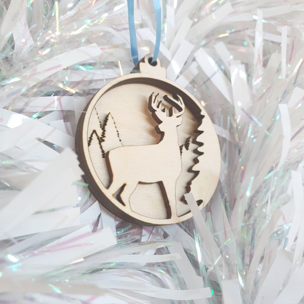 Layered Stag Bauble x2 Pack